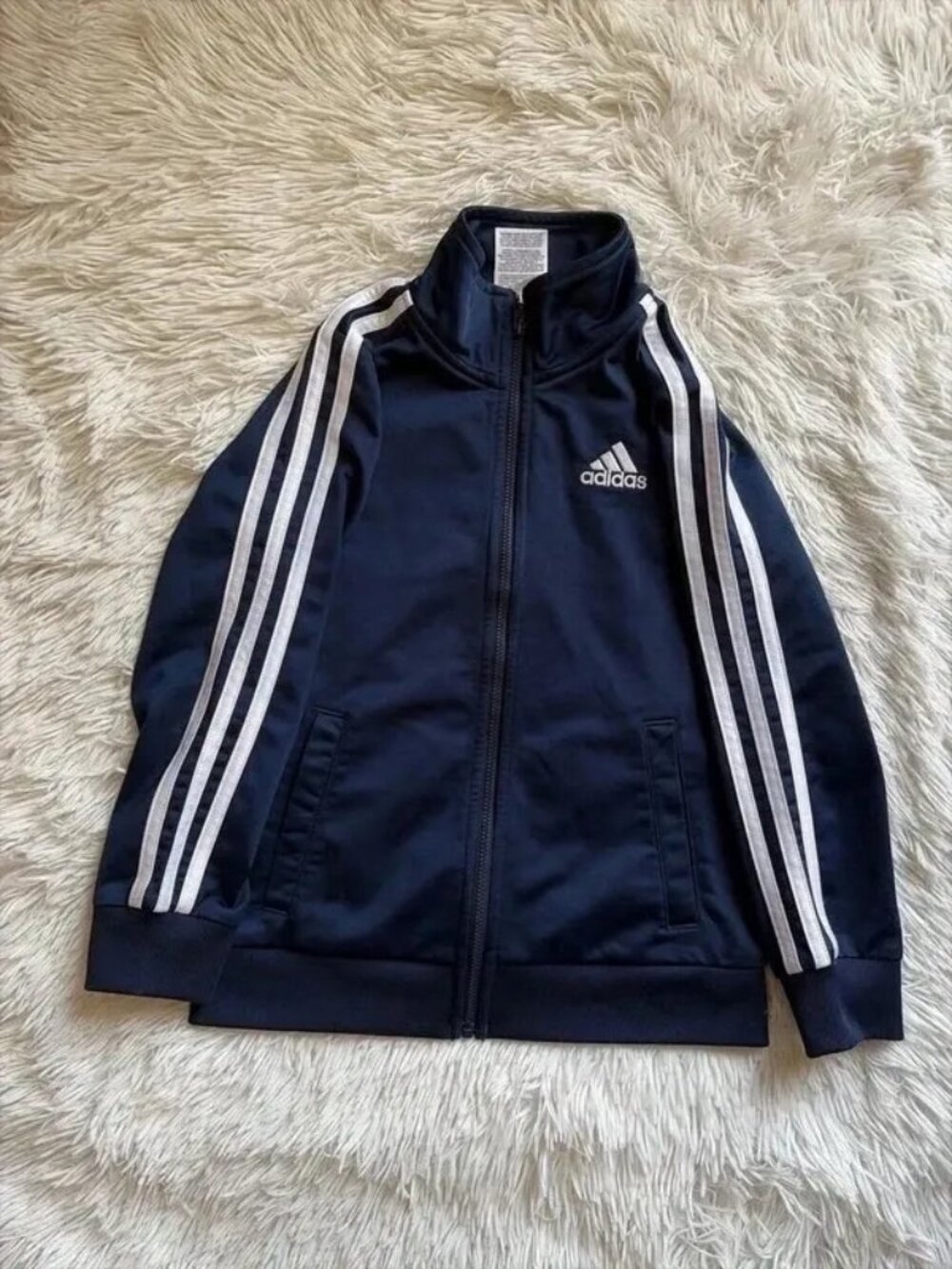 Adidas Track Jacket Full Zip Blue and White Boys Size 6
